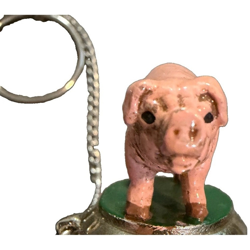 Vintage Pink Pig Cork Bottle Stopper Keychain Novelty Barware Farm Animal - Picture 3 of 7